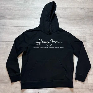 Vintage Sean John Hoodie Mens Large Black Logo Fleece Pullover Hip Hop 90s Y2K - Picture 1 of 9