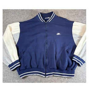 VINTAGE Nike Varsity Jacket Mens XL Blue Full Zip Swoosh Retro University 90s - Picture 1 of 8