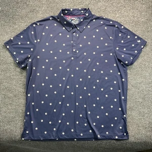 Birdie Bound Polo Shirt Mens 2XL Navy Golf Ball Polka Dot Golf Performance - Picture 1 of 11