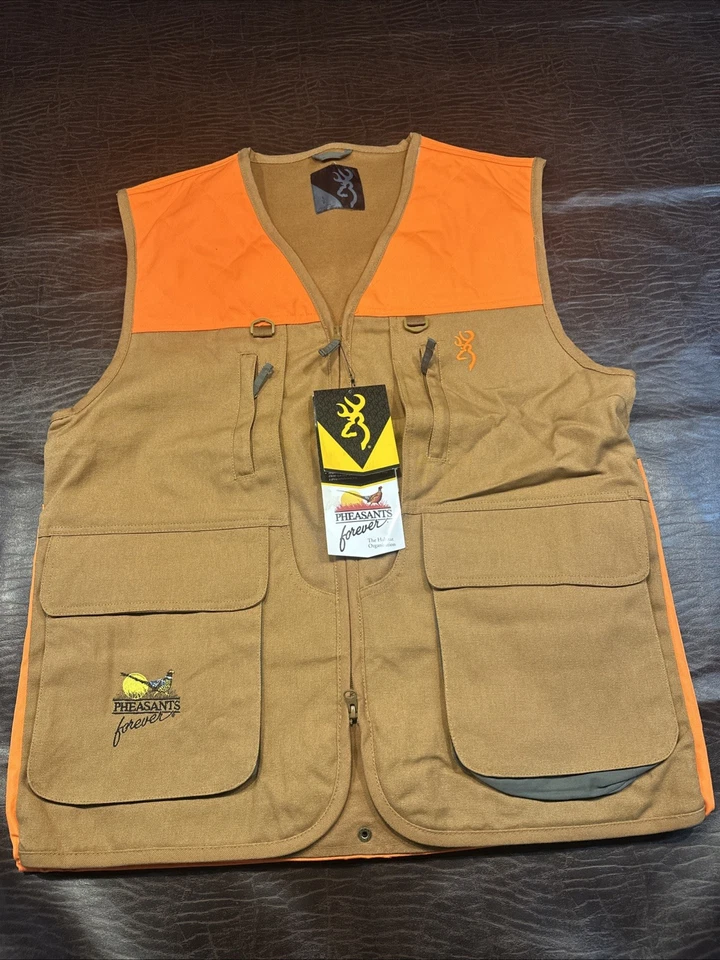 Browning Vest Men's Size L Pheasants Forever Tan Blaze Orange REACTAR  Lot - Image 1 of 4