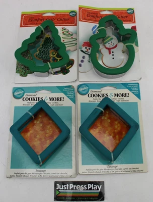 Lote de 4 cortadores de galletas Wilton Comfort Grip diamante, muñeco de nieve, árbol - nuevos Foto 1 de 4