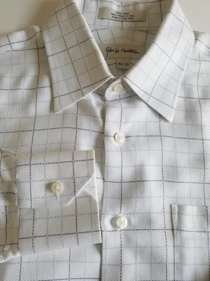 Camisa John W. Nordstrom Marfil Tela Escocesa Tejida en Italia 15.5x33 Foto 1 de 4