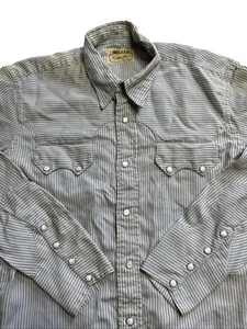 1950s Miller Sawtooth Gabardine Pearl Snap Button Up Striped 50s Western Vintage - Picture 1 of 8