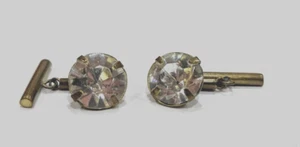 1950s Diamante Round Cufflinks - Picture 1 of 1