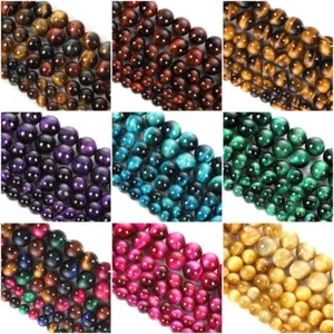 Pick 4/6/8/10/12MM Natural Multicolor Ojo de Tigre Cuentas Sueltas para Hacer Joyas - Imagen 1 de 58
