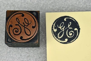 VTG GE General Electric Round Logo Copper and Wood Letterpress Printing Block - Picture 1 of 5