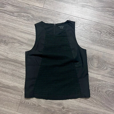 Blusa Theory Bell Alodie Negra Sin Mangas Ojales Encaje Algodón Top Para Mujer S Foto 1 de 4