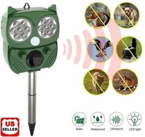 Solar Power Ultrasonic Animal Repeller Pest Repellent Cat Deer Raccoon Garden US - Picture 1 of 8