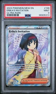 2023 POKEMON MEW EN-151 ULTRA RARA #196 INVITO ERIKA PSA 9 - Foto 1 di 2