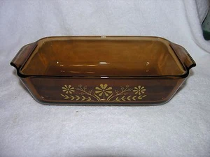 AMBER RECTANGULAR BAKING PAN DISH 1 QT OVEN MICROWAVE SAFE #441 - Picture 1 of 5