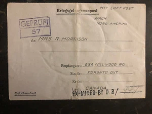 1943 Germany POW Camp Cover Luft Stalag 3 RCAF Prisoner of War D Morrison Canada - Picture 1 of 4