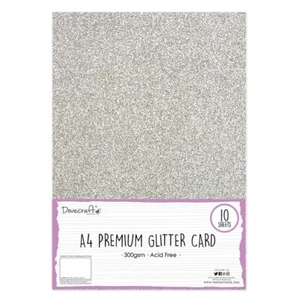 Dovecraft A4 Glitter Card - Silver - Picture 1 of 1
