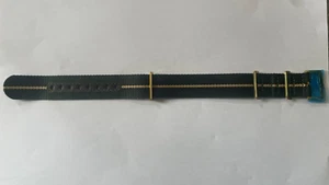 RADO 21mm Green Fabric NATO Style Watch Strap, Gold Plated Buckle - New (B041) - Picture 1 of 3