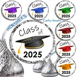 Clase de 2025 Etiquetas Adhesivas Sobre Sello Graduación Fiesta Se Ajusta a Hershey Kisses - Imagen 1 de 3