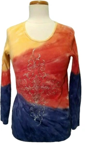 Reba Colorful Top w/Crystal Design- Sz S - Long Sleeves - Reba McEntire - Bild 1 von 8
