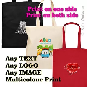 Personalised TOTE Cotton BAG Custom TEXT PHOTO LOGO Print fr Birthday, Hen Party - Picture 1 of 19