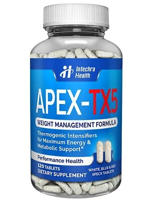 APEX TX5 Top Píldoras de dieta para bajar de peso con energía máxima 120 tabletas blancas/azules Foto 1 de 4