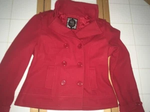 Womans New York Yoki Red Pea Coat, Size L - Picture 1 of 6