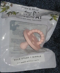 Ryan & Rose Cutie Pat Pacifier and Teether Bulb Stage 1 Nipple NEW Pink - Picture 1 of 3