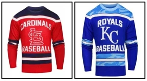 MLB St. Louis Cardinals, Kansas City Royals Men's Crew Neck Sweater Glow in Dark - Picture 1 of 9
