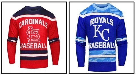 MLB St. Louis Cardinals, Kansas City Royals Men's Crew Neck Sweater Glow in Dark Cover