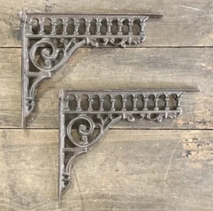 Cast Iron Pair of Column Accent Shelf Brackets, 8.5” x 10.5” - Picture 1 of 1