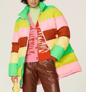 NEW RACHEL ANTONOFF TERRY COLORBLOCK PUFFER COAT JACKET SIZE SMALL - Picture 1 of 14