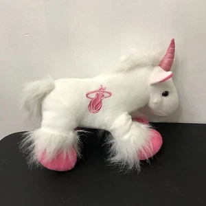 Miami Heat Plush 14” Unicorn Pink White Foco Furry Basketball Team NBA Game Time - Picture 1 of 13