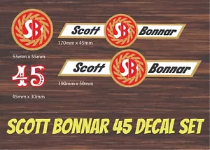 Scott Bonnar 45 Decal Sticker Set - Heavy Duty Laminated FAST POSTAGE - Picture 1 of 2