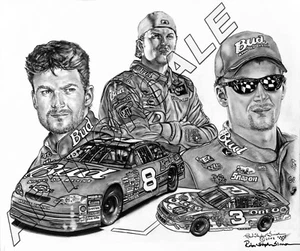 DALE EARNHARDT JR NASCAR COLLAGE 20x24 LITHOGRAPH SIGNED BY ROBERT STEPHEN SIMON - Picture 1 of 3