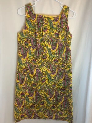 Lauren Ralph Lauren платье желтый мульти пейсли печать без рукавов с подкладкой Sz 6 - Изображение 1 из 4