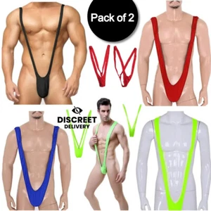 Men Sexy V-shaped Mankini Panties Thong Suspender One-piece Bodysuit Swimwear UK - Picture 1 of 9