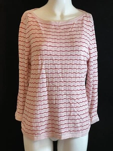 FAT FACE Women's Pink-Shrimp, Stripe, 100% Cotton 3/4 Sleeve Knitted Top. UK 10 - Picture 1 of 7