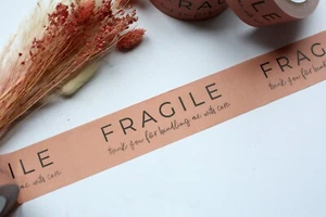 Fragile Eco friendly Packaging Tape 50M Bio degradable Recyclable Blush Pink - Picture 1 of 7