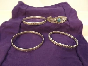 VINTAGE 925 SILBER ARMBÄNDER - 3 & SILBERFARBEN SANFORD TÜRKIS FRED HARVEY ÄRA  - Bild 1 von 11
