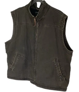 Woolrich Denim Canvas Fleece Lined Vest Full Zip Jacket Men's XXL/T Black Wash - Picture 1 of 9