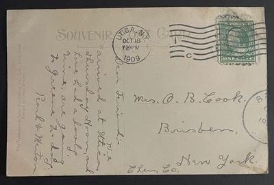 Utica, New York Post Card - mailed Oct 18, 1909, to Brisben (DPO), NY - Image 1 of 2