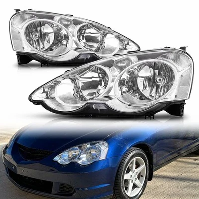 2002-2004 Fit Acura RSX DC5 JDM Chrome Replacement Headlights Head Lamps Pair - Image 1 of 4