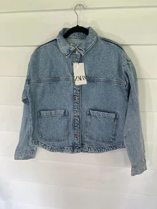 NUEVO CON ETIQUETAS Zara Mujer Chaqueta Azul Mujer Denim Gran Tamaño Manga Larga Talla XS Y441A LEER* - Imagen 1 de 24