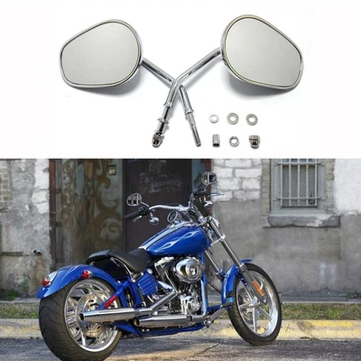 Espelhos retrovisores cromados para Harley Davidson Sportster XL 1200 XL883 FLSTC FLSTF - Imagem 1 de 4
