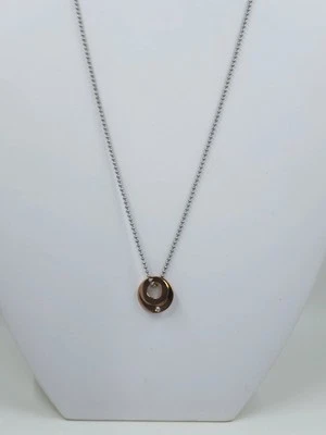 Inori Halo Pendant in Rose Gold Stainless Steel  CZ w/ Ball Chain - Image 1 of 4