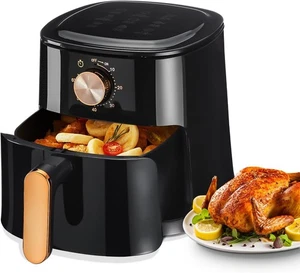 Oyajia friteuse sans huile 5.5L, 1800W, cuisson saine, bouton manuel, noir - Imagen 1 de 10