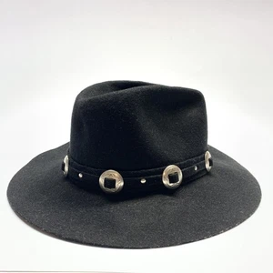 Eddy Bros 100 % Wolle Hut Medium schwarz silber Schnalle Band Made in USA 21" Durchmesser - Bild 1 von 9