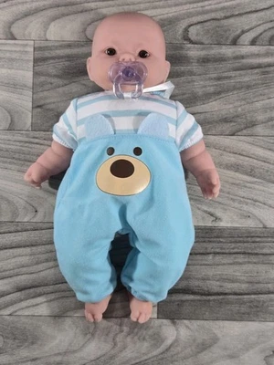 JC Toys Berenguer Baby 14” Pacifier Doll Puppy Blue Outfit Soft Cloth Body Boy - Image 1 of 4