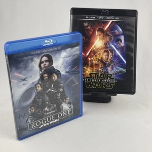 Star Wars Blu-ray Lot: Rogue One & The Force Awakens DVD Combo Sets 3 Discs Each - Picture 1 of 7