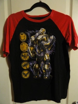 MARVEL AVENGERS BOYS BLACK/RED SLEEVES TSHIRT WITH GRAPHIC SIZE XL 14/16 - Image 1 of 4
