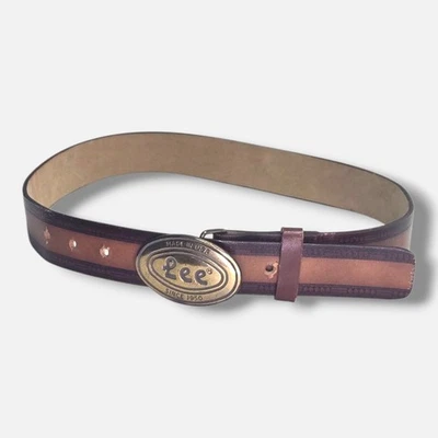 Rare Vintage LEE Jeans Leather Belt With Belt Buckle 34" end to end - Image 1 of 4