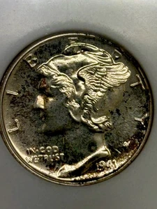 1941 Proof Mercury Dime PF65 NGC CAC, Old Fatty Holder  - Picture 1 of 5