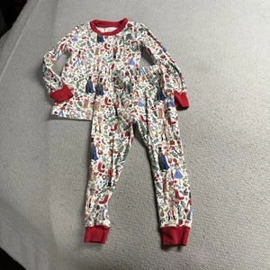 Rifle Paper x Pottery Barn Kids Holiday One Piece Pajama Set Size 3/4 EUC - Picture 1 of 5