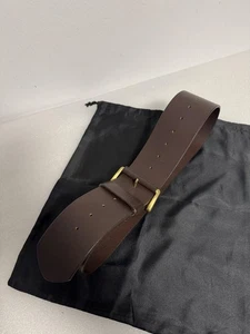 Banana Republic Belt Mens Large Leather Brass Buckle Made USA Wide Workwear - Picture 1 of 22